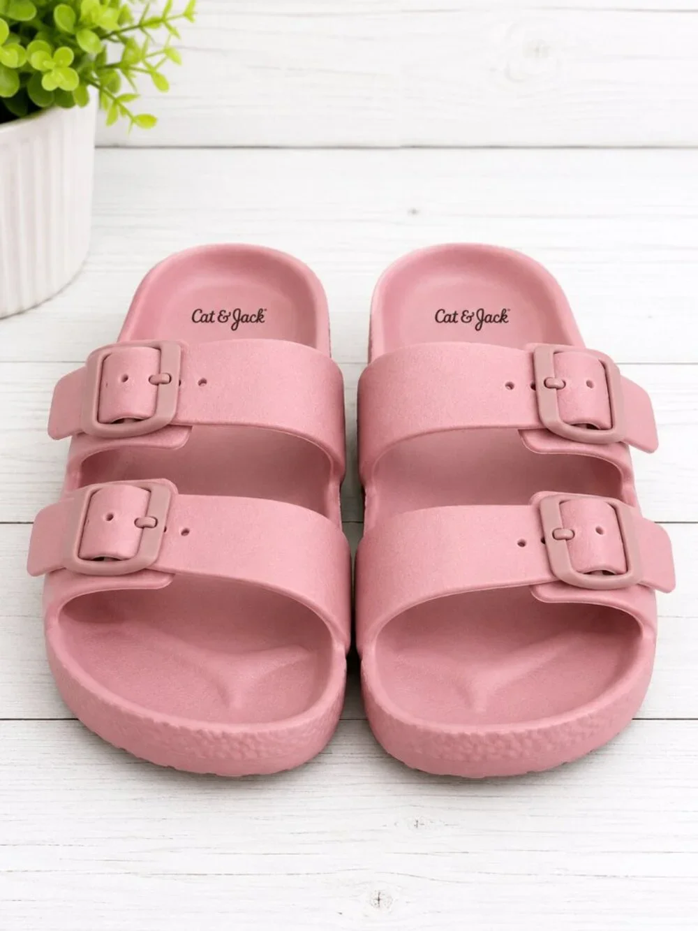 Cat & Jack Pink Slide Sandals Girls Sz 4